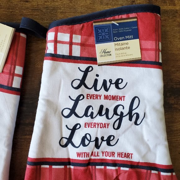 Kitchen Oven Mitts, Red White Blue, Live Laugh Love, Gingham, July 4th decor - Picture 3 of 4